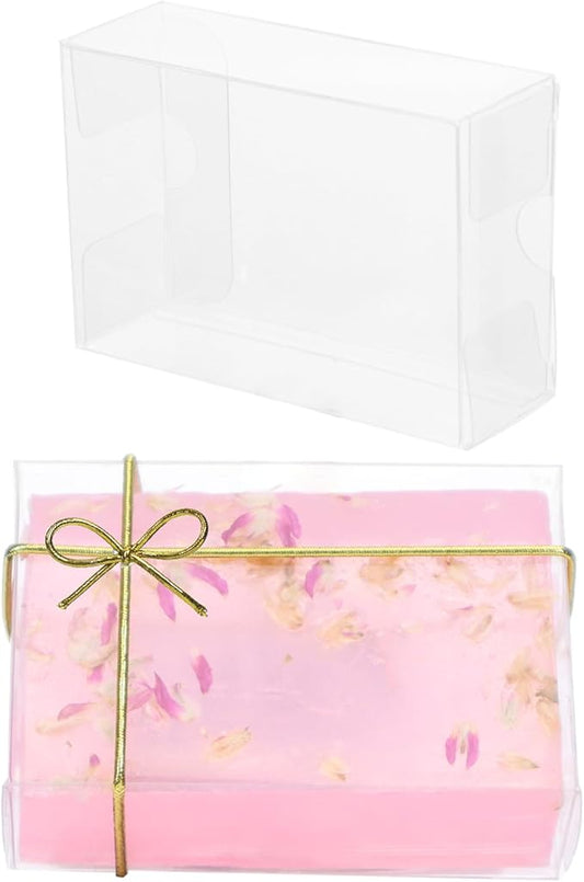 40 Pack 3.5x2.36x1.2 Inch Clear Plastic Soap Boxes for Homemade Soap - Small Dessert Gift Bakery Boxes for Macarons, Cookies & Candies, Wedding & Birthday Party Favors