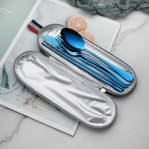 DEVICO Travel Utensils with Case, 5 Piece Portable Silverware Set for Work - Image 3