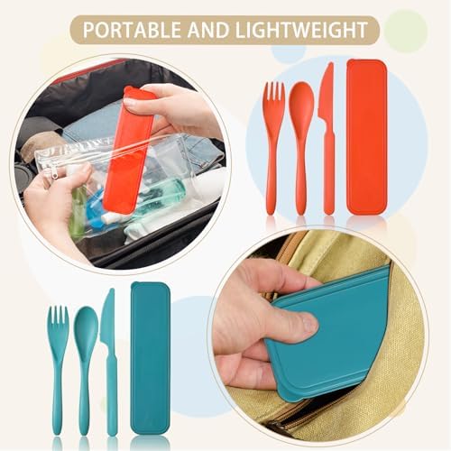 Jinei Reusable Travel Utensils Set Wheat Straw with Case,Elegant - Image 4