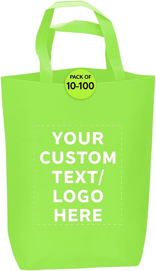 DISCOUNT PROMOS Large Reusable Heavy Duty Tote Bag Set of 10/50/100, Personalized Bulk Pack