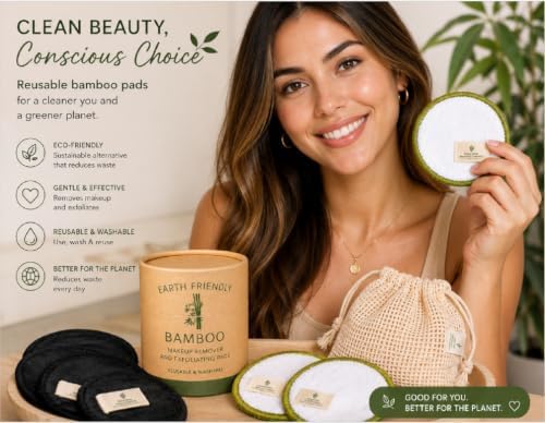 Reusable Bamboo Makeup Remover and Exfoliating Pads- Eco-Friendly, Reusable and Washable Facial Cleansing Pads (12 Pack) - Image 4