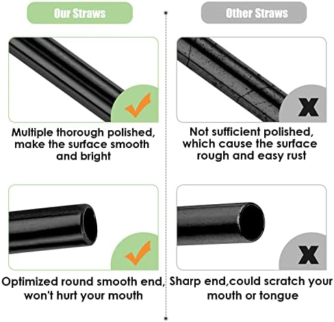 20 Pcs Black Reusable Stainless Steel Straws,10.5" & 8.5" Reusable Drinking Straws with 20 Silicone Tips 5 Straw Brushes 1 Travel Case,Eco Friendly Extra Long Metal Straw for 20 24 30 oz Tumbler - Image 4