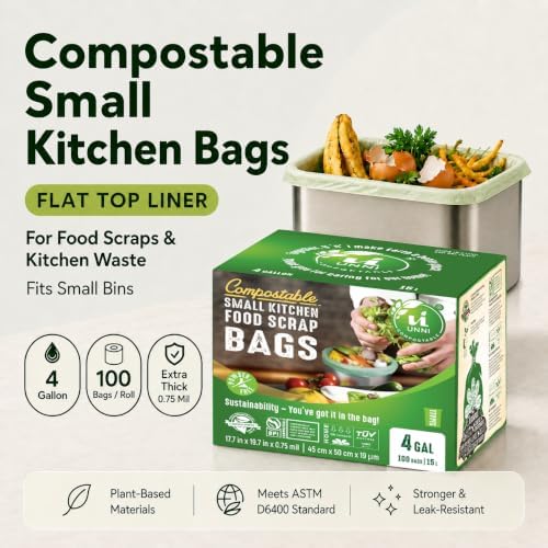UNNI 4 Gallon Compostable Bags, 100 Count, 15 Liter, Extra Thick 0.75 Mil - Image 2