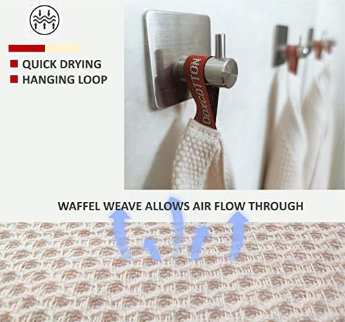 Kitchen Towels 100% Cotton Waffle Weave Dish Towel for Cleaning Drying Dishes Extra Absorbent and Soft, Dish Cloth,13 x 28 in(Beige-4 Pack) - Image 4
