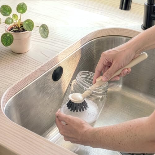 Earth & Mango Magnetic Dish Brush & Scraper, Snaps to Sink, Warm Sand Beige - Image 5