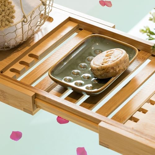 Soap Dish for Shower, Ceramic Soap Dish for Large Soap Bars, Non-Slip Soap Holder & Saver Tray with Floating Point Design for Bathroom, Shower, Kitchen Sink, Save Soap Loss (Pack of 2) - Image 7