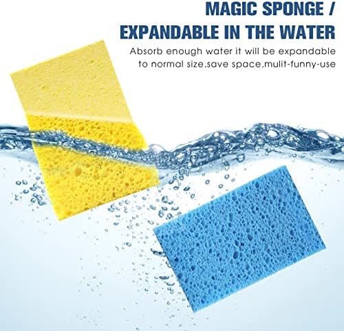 Compressed Cellulose Kitchen Sponges 12Pack，Non-Scratch Biodegradable Natural Colorful Sponge Scrub for Dishes Cleaning,Funny DIY Sponge for Kids - Image 4