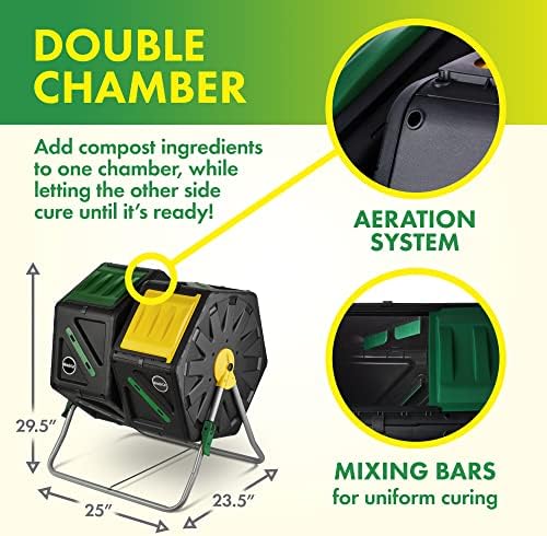 Miracle-Gro Dual Chamber Compost Tumbler – Easy-Turn, Heavy-Duty Outdoor Bin Composter with 2 Sliding Doors (2x18.5 Gal/70L - Image 3