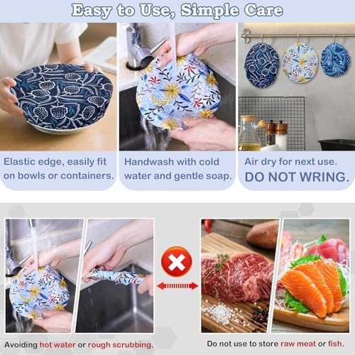 5Pcs Reusable Beeswax Elastic Bowl Covers for Bread Proofing and Food Cover - Image 6