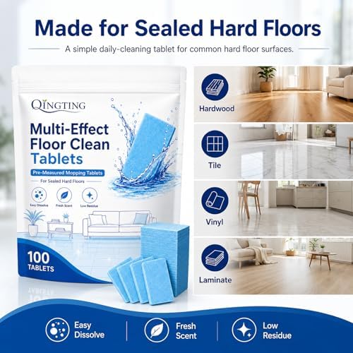 Multi-Effect Floor Clean Tablets, 100 Count, Concentrated Floor Cleaning Tablets for Mopping, Fast-Dissolving Hard Floor Cleaner Tablets, No-Mess for Tile, Laminate & Sealed Wood Floors (2bags(200)) - Image 4