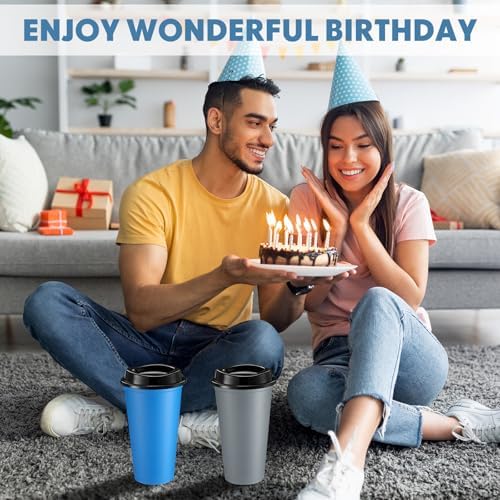 Honeydak 45 Pack 16 oz Reusable Coffee Cups with Lids Water Bottle Iced Coffee Travel Mug Reusable Portable Plastic Tea Tumblers Bulk for Hot and Cold Drinks Birthdays Party (Classic,Navy Blue, Gray) - Image 5