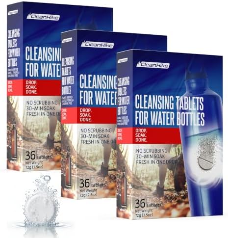 CleanHike Water Bottle Cleaning Tablets for Tumblers, 108 Ct, No Scrub by CleanHikeOfficial
