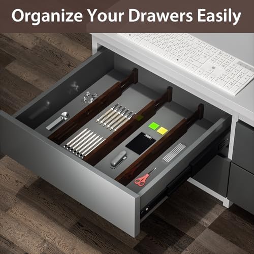 DUCOO 4 PCS Drawer Divider, 17"-22" Adjustable Bamboo Drawer Dividers Organizers, 2.3" High Expandable Separators for Kitchen, Clothes, Dressers, Home, Office, Mocha - Image 6