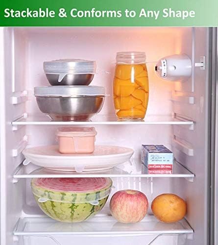 altCookingHub Silicone Stretch Lids, 6-Pack of Same Size 6.3 Inch Lids, BPA Free, Leakproof Reusable Silicone Lids for Various Shapes of Containers and Food Covers