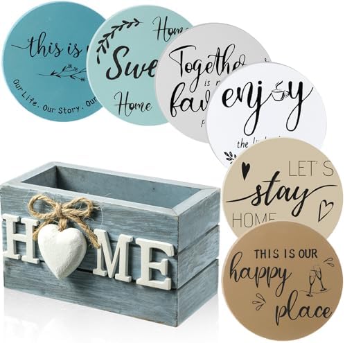 Queekay House Warming Gifts New Home Farmhouse Coasters Set of 6, Ocean by Queekay