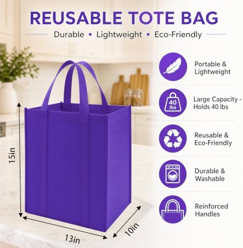 FF Sgdfc14 Pack Reusable Grocery Totes, Heavy Duty with Reinforced Handles, Foldable Large Capacity for Shopping (Multicolor) - Image 3