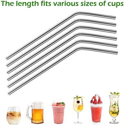 Besteek Home 6 Pcs Reusable Stainless Steel Metal Straws & Cleaning Brush - Image 2