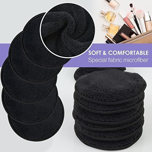 SUNLAND Reusable Makeup Remover Pads,Round 3.15inch,16 Pack,Black - Image 2