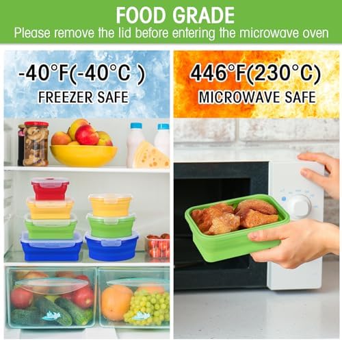 Yaomiao 16 Pack Collapsible Food Storage Container with Lid,Bright Colors - Image 4