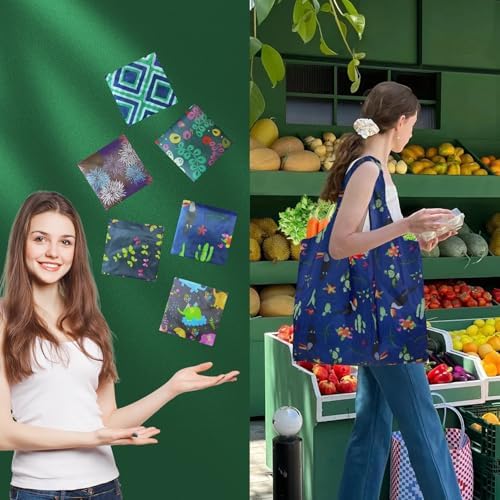 Foldable Reusable Shopping Bags,6 Pack Heavy Duty Tote for Grocery - Image 6