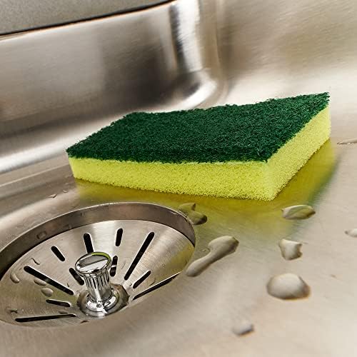 Brillo: Estracell Heavy Duty Scrub Sponge - 3ct - Yellow & Green Dual-Sided, Bacteria Resistant, Clean Tough Kitchen Messes, Dishes-Sink-Countertops - Image 5