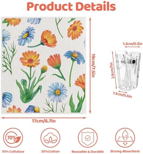 Needbrock 6 Pack Spring Floral Swedish Dishcloths for Kitchen, Swedish Rag - Image 2