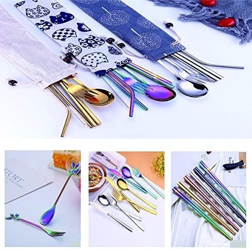 Travel Utensils Set with Case Reusable Stainless Steel Silverware Flatware Set 9 Pcs Portable Cutlery Eating Utensils Set for Lunch Boxes Workplace Camping School, Dishwasher Safe (Black) - Image 6