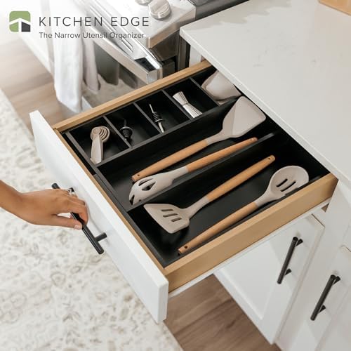 KitchenEdge Utensil & Junk Drawer Organizer, 10.5-19 in, Black Bamboo - Image 2