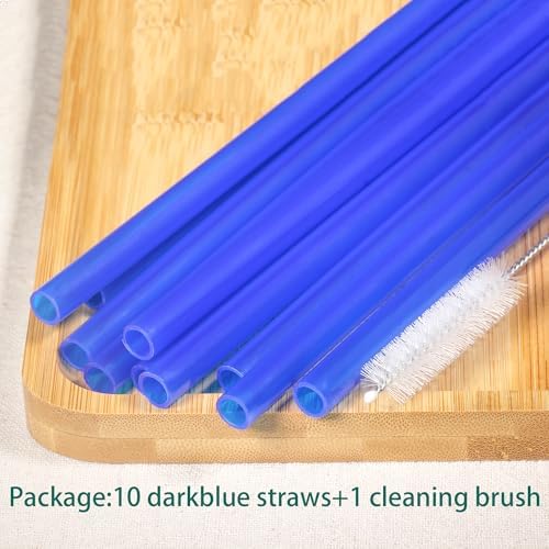 Dakoufish Replacement Straw for Stanley|Owala|Simple Modern 40oz 30oz Tumbler,10 Pack 12 Inch Dark Blue Reusable Straws With Cleaning Brush for Stanley Cup Accessorie,BPA Free,Dishwasher Safe - Image 6