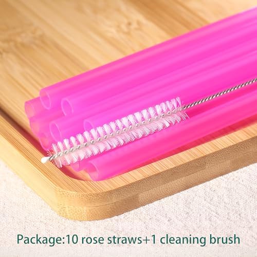 Dakoufish Replacement Straw for Stanley|Owala|Simple Modern 40oz 30oz Tumbler,10 Pack 12 Inch Rose Reusable Straws With Cleaning Brush for Stanley Cup Accessorie,BPA Free,Dishwasher Safe - Image 6