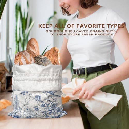 UTELKA Blue Linen Bread Bag for Sourdough Bread 2Pcs 16.5x12 - Image 7