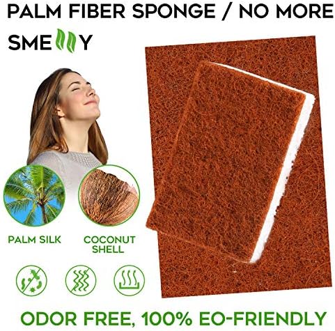 Natural Plant Based Scrub Sponge 12 Pack, Palm Fiber Scrubbing Sponge with Non Scratch Biodegradable Compostable Sponges,Long Lasting No Smell Dishwashing Kitchen Scrubber - Image 2