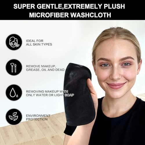 SINLAND Microfiber Facial Cloths Fast Drying Washcloth 8inch x 8inch Absorbent Face Wash Cloth Soft Makeup Remover Cloths - Image 4