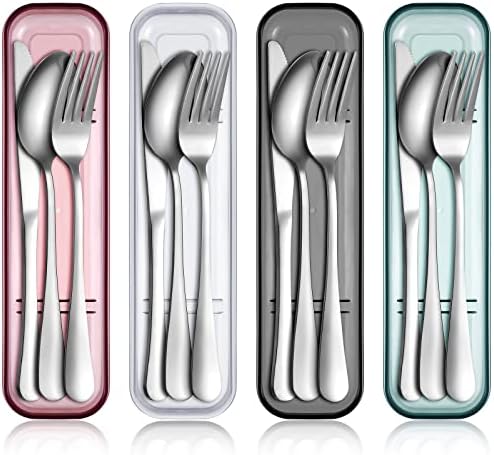 Yinkin 4 Pack Travel Silverware Set with Case for Lunch,Clear by Yinkin
