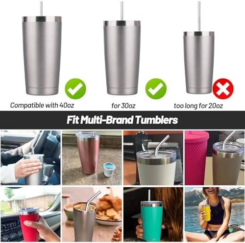 VEHHE 4 Pack 12.5-inchs Long Reusable Straws, Stainless Steel Straws - Image 4