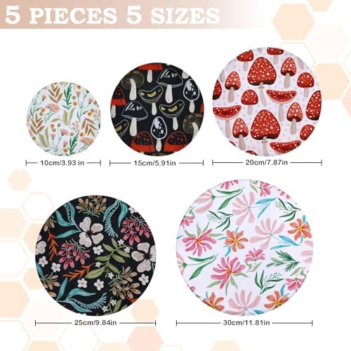 5Pcs Reusable Beeswax Elastic Bowl Covers for Bread Proofing and Food Cover - Image 2