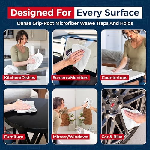 USANOOKS Microfiber Cleaning Cloth - White - 50Pcs (12.5x12.5 inch) High Performance - 1200 Washes, Ultra Absorbent Car Towel Traps Grime & Liquid for Streak-Free Mirror Shine - Car Washing Cloth - Image 4
