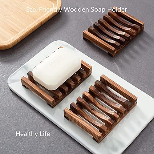 Wooden Soap Dish for Shower,Set of 3,Self Draining Bar Holder for Bathroom, Soap Saver Tray Soap Stand for Homemade Soap, Vowupt - Image 7