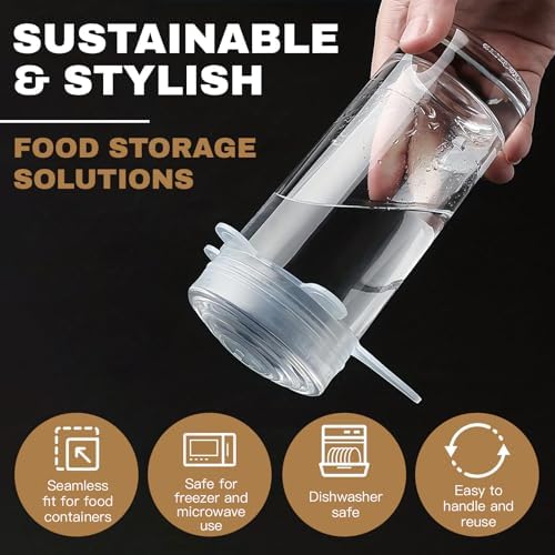 Reusable Silicone Stretch Lids–18PCS Round & Square Stretchy Food Covers, Airtight & Leakproof, Microwave & Dishwasher Safe Clear - Image 3