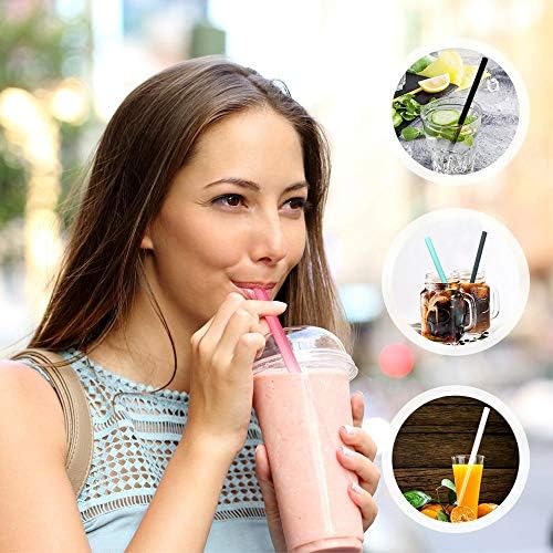 Silicone Straws Set of 10 Straight Smoothies Straws Large Silicon Reusable Drinking Straws with Cleaning Brushes Extra Long for 20oz and 30oz Tumbler - Flexible - Image 5