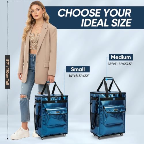 BALEINE Reusable Grocery Bag on Wheels, Foldable Rolling Tote Bag - Image 3
