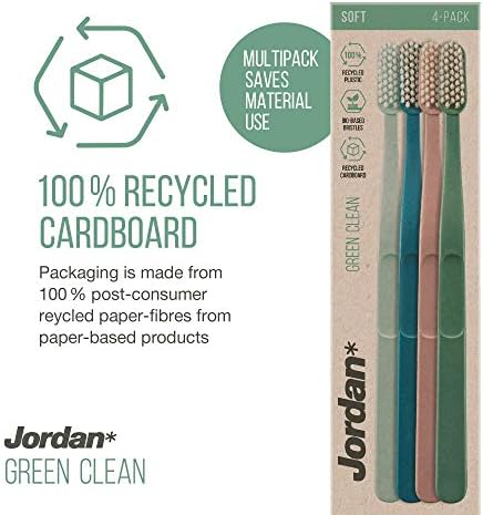 Jordan* ® | Green Clean Manual Toothbrush | Sustainable, Scandinavian Design, Soft Bristles, Mixed Colors | 4 Units - Image 3