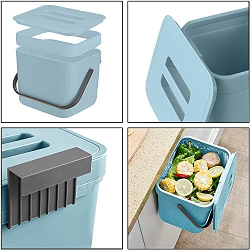 LALASTAR Kitchen Compost Bin, Hanging Trash Can with Lid for Kitchen Cabinet Door, Under Sink, Wall Mounted Waste Bin for Bathroom, 1.8 Gallon, Blue - Image 5
