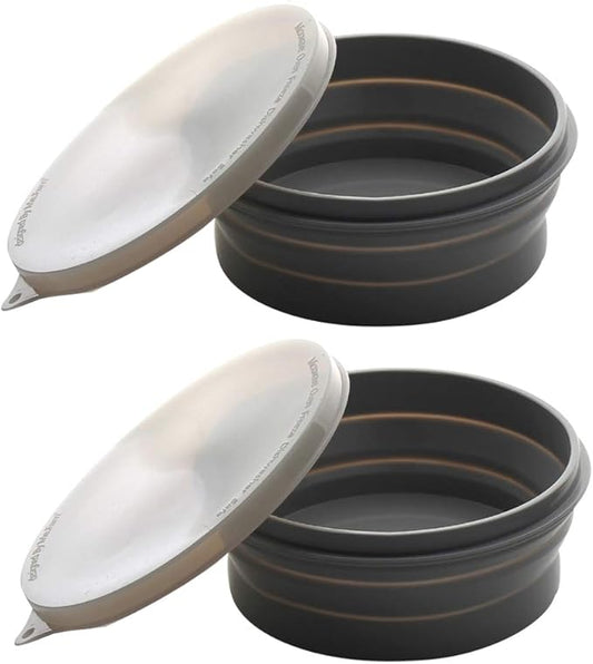 ME.FAN Silicone Collapsible Bowls - Silicone Folding Travel Bowl with Lids - Expandable Food Storage Containers Set - Portable, [27oz]