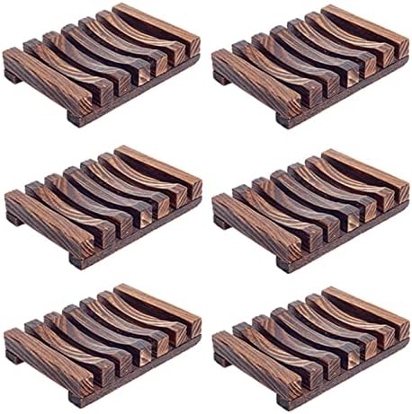 6 Pieces Wooden Soap Dish, Self Draining Soap Dish Holder Natural Drain Soap Saver, Soap Tray for Shower Used for Bathroom, Kitchen by YANZHAN