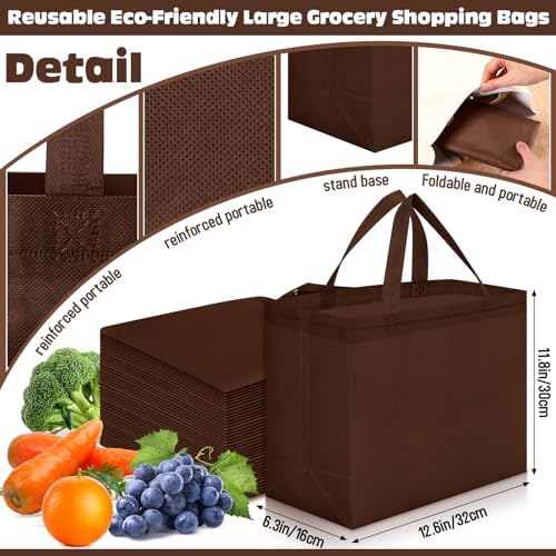 Windyun Reusable Grocery Bags Non Woven with Handles - Image 3