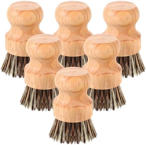 Nuenen 6 Packs Bamboo Dish Scrub Brush Set Coconut Palm Kitchen by Nuenen
