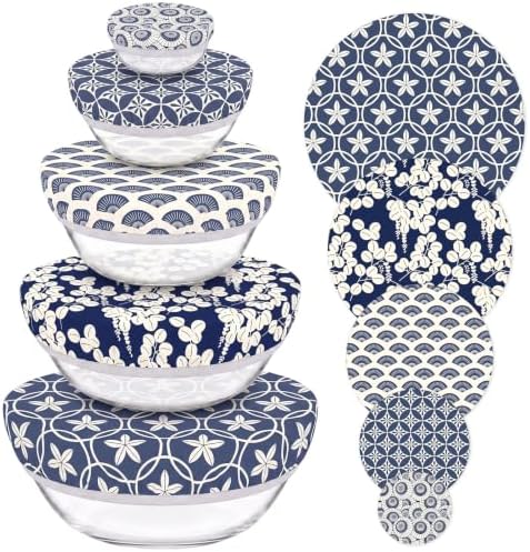 Sitsink Beeswax Bowl Covers Indigo Reusable Food Wrap 5 Pack by SitsinkArtCraftsTools
