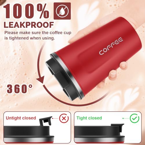 CS COSDDI 12 oz Coffee mug - Stainless Steel Coffee Cup with Leakproof Lid - Image 4