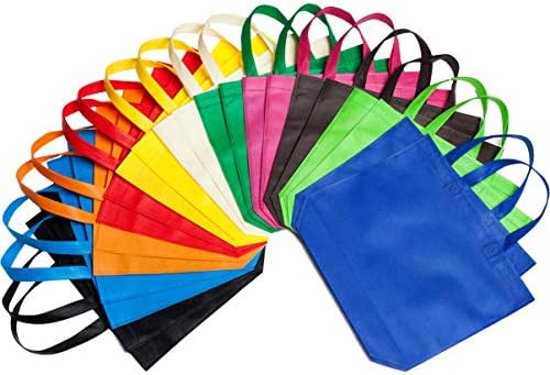 LOUHUA Reusable Gift Bag With Handles 22 Pcs Large Tote Bags Bulk 11 Colors for Shopping Groceries Birthday Party Favor Snacks DIY Painting Halloween Christmas Gift, 15 Inch ×13 Inch by LOUHUA